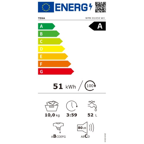 ΗΠΡ ΕΛΕΥΘ 60CM TEKA WMK 81050 WH EU 10KG A (ΑΤΜΟΥ / AUTO DOSE)